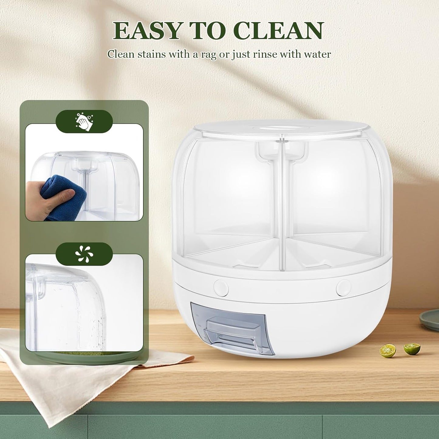 6-Grid Rotating Dry Food Dispenser & Kitchen Countertop Organizer