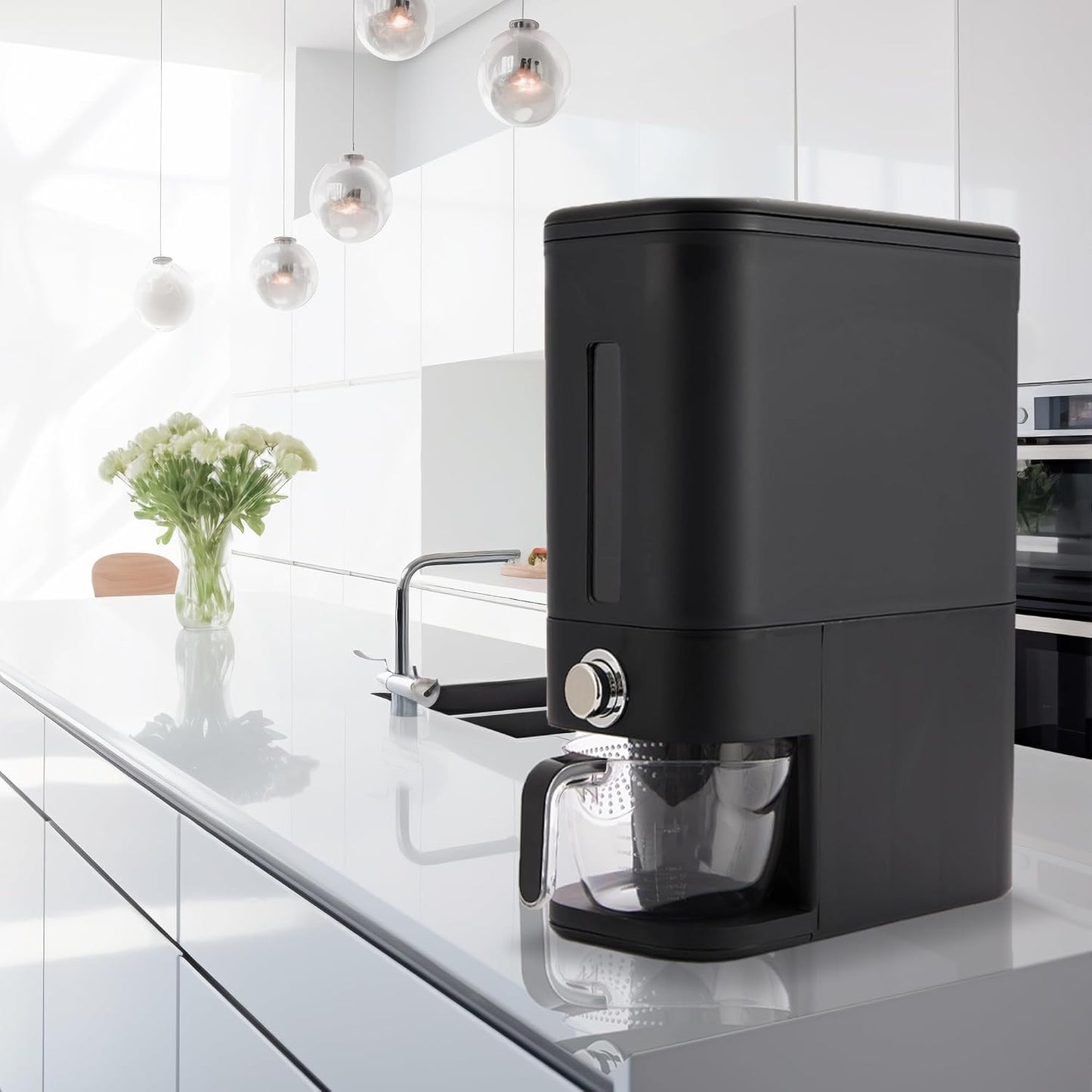 Rice Dispenser 25 Lbs I Rice Storage Container 25 Lbs with Sponge, Scoop & Measuring Cup I Airtight Rice Container with Lid I Best Food Dispenser Rice Bucket I Cereal Dispenser for Pantry
