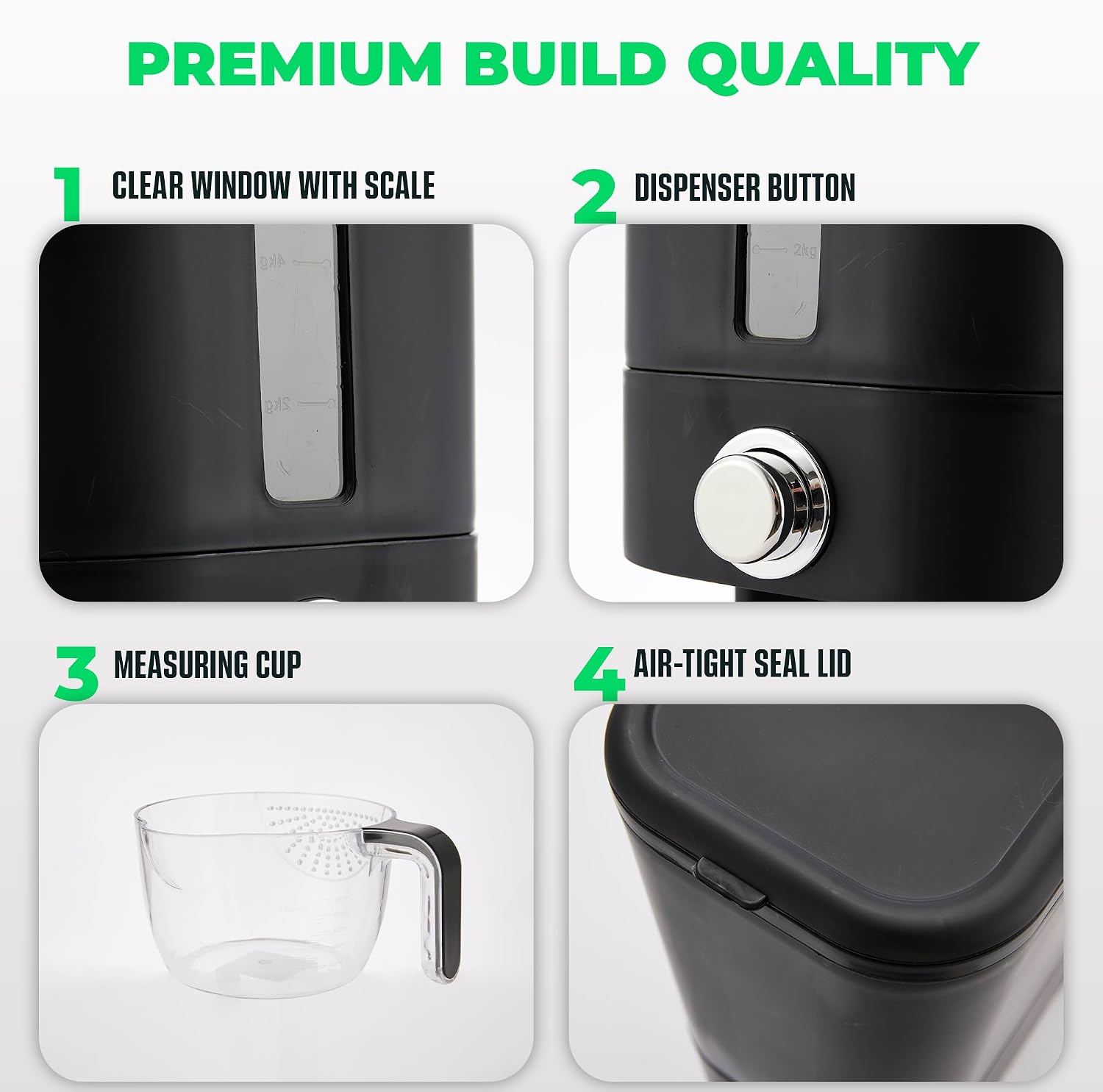 Rice Dispenser 25 Lbs I Rice Storage Container 25 Lbs with Sponge, Scoop & Measuring Cup I Airtight Rice Container with Lid I Best Food Dispenser Rice Bucket I Cereal Dispenser for Pantry