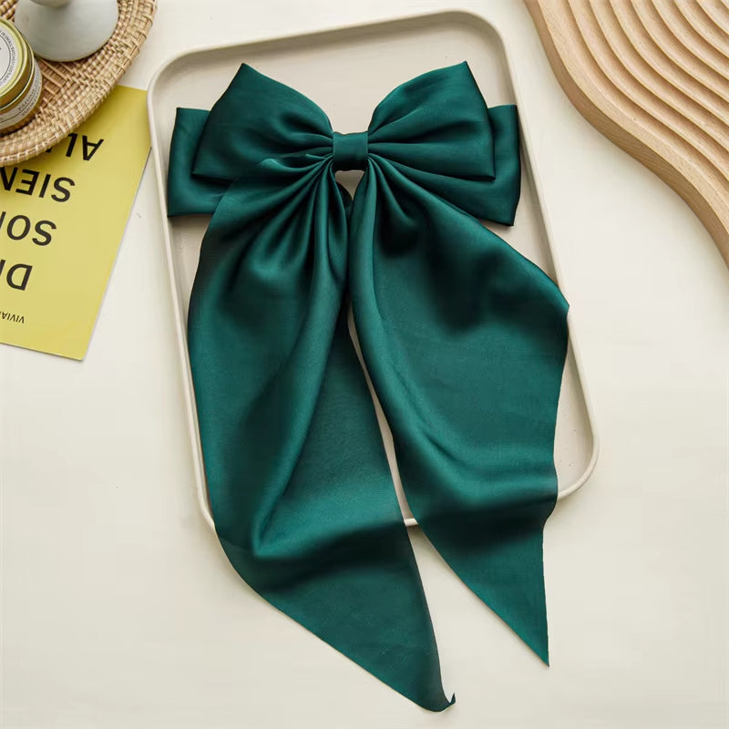 Bow Ribbon Hair Clip for Women Bowknot Barrettes Girls Solid Stain Spring Ponytail Clip