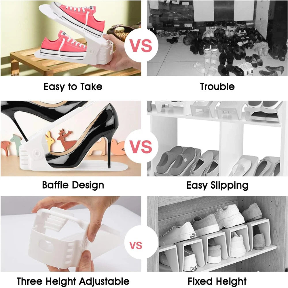 Adjustable Shoe Stacker Multi-Pack | Space Saving Double-Layer Organizer