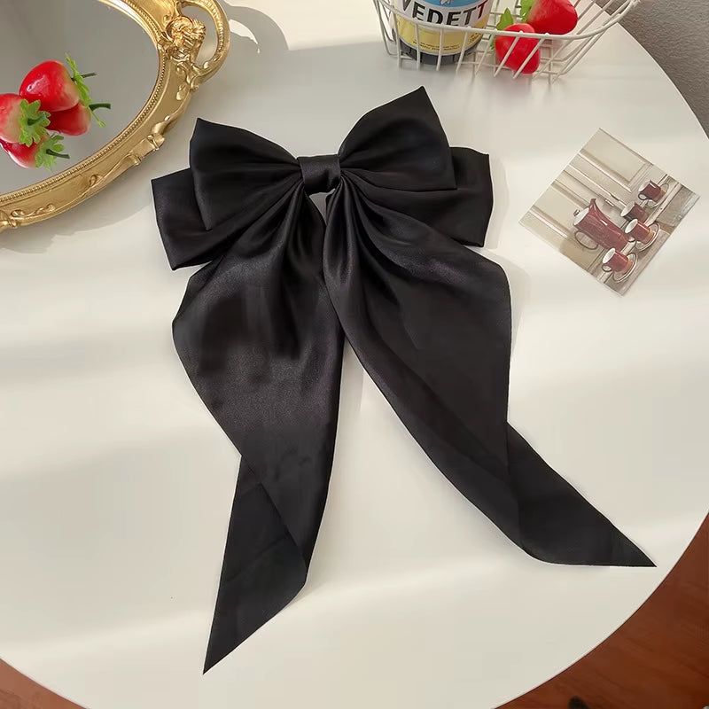 Bow Ribbon Hair Clip for Women Bowknot Barrettes Girls Solid Stain Spring Ponytail Clip
