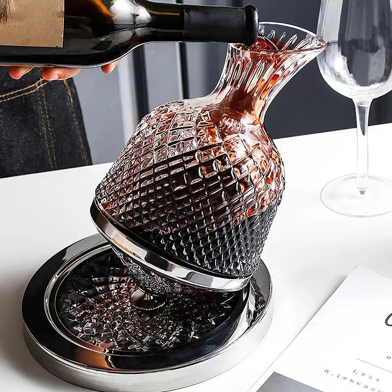360° Rotating Crystal Wine Decanter (1500ml) Perfect Gift