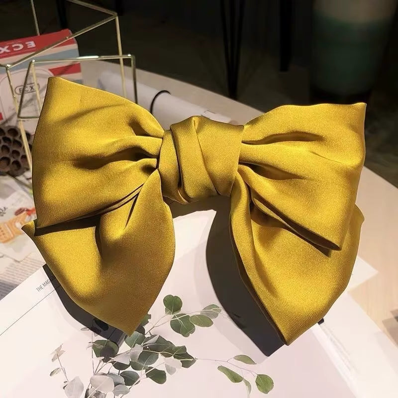 Bow Ribbon Hair Clip for Women Bowknot Barrettes Girls Solid Stain Spring Ponytail Clip