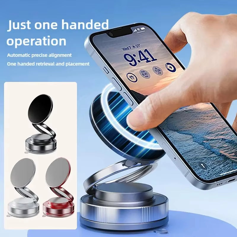 Strong Magnetic Phone Holder Foldable Design 360° Adjustable Vacuum Car Mount for Car Desk Bathroom Magnetic Bracke