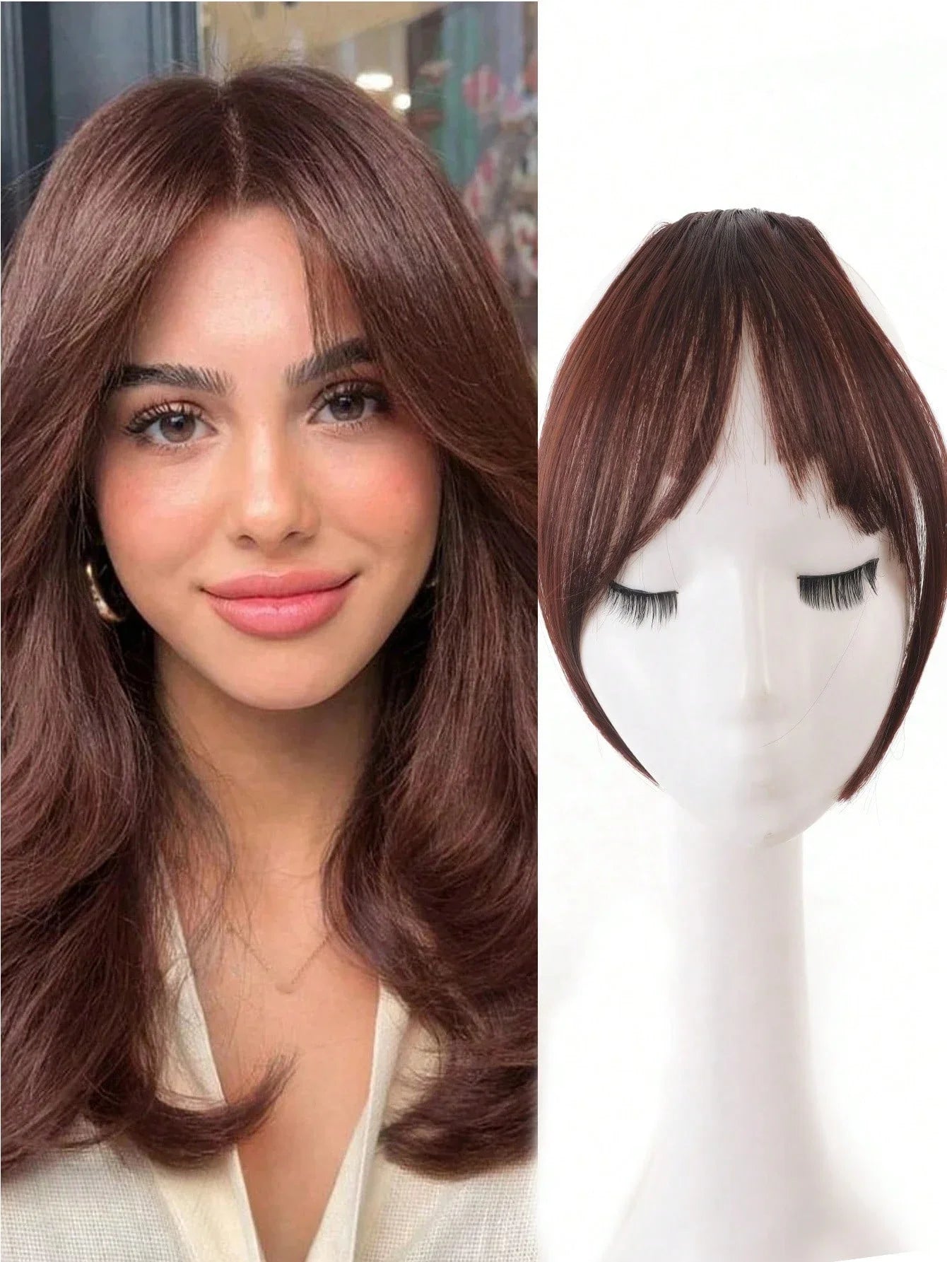 Synthesis Wig Middle-Part Bangs Hair Extensions Clip in Forehead Natural Seamless