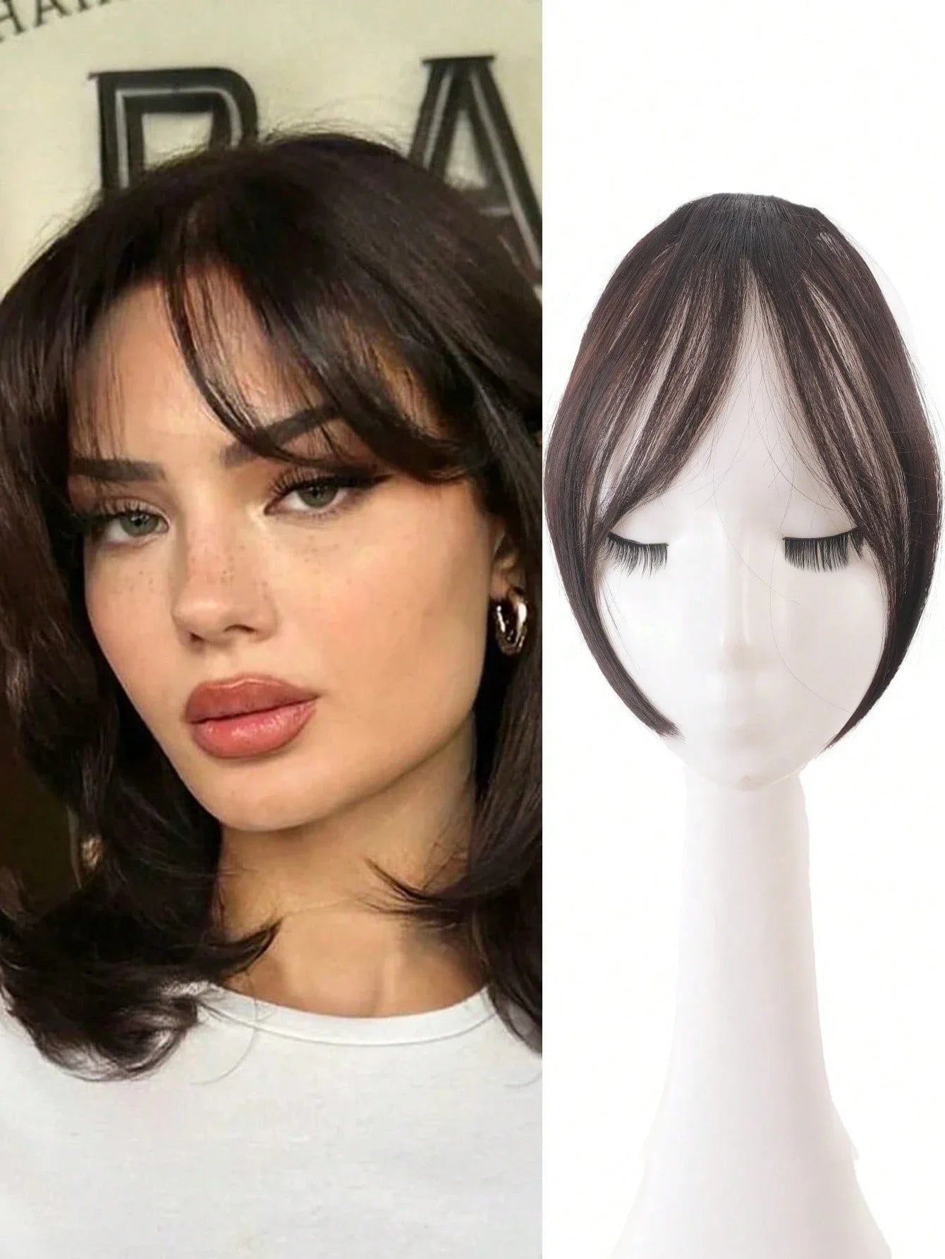 Synthesis Wig Middle-Part Bangs Hair Extensions Clip in Forehead Natural Seamless