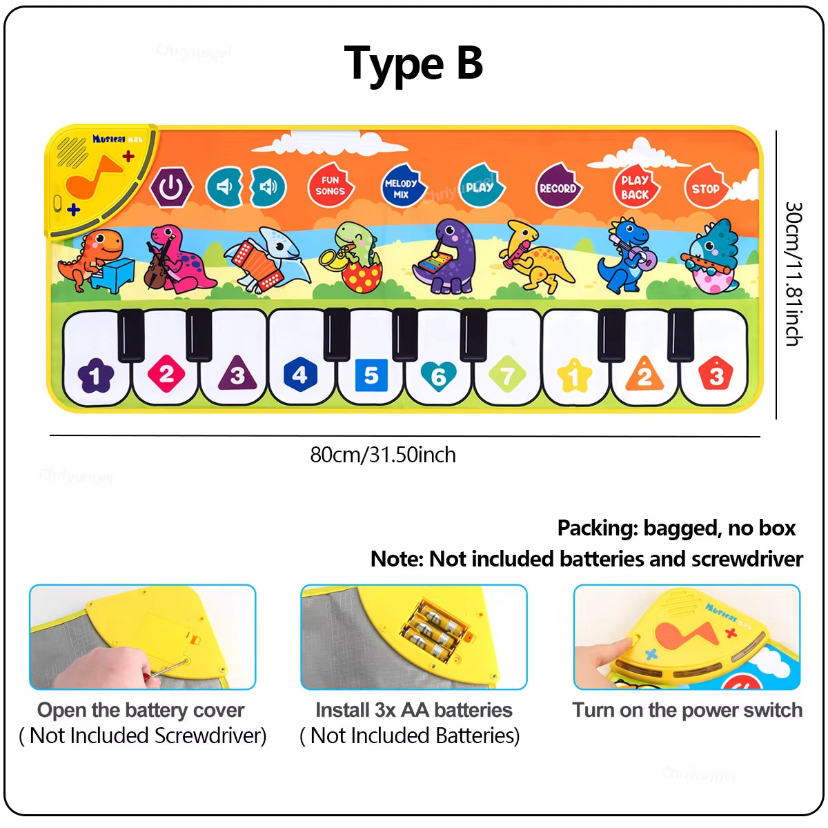 Piano Mat for Kids 80*30Cm Toddlers Floor Keyboard Dance Mat Play Musical Carpet Music Instrument Toys Toddlers Girl Boy Gift