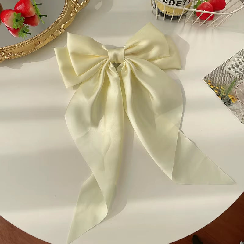 Bow Ribbon Hair Clip for Women Bowknot Barrettes Girls Solid Stain Spring Ponytail Clip