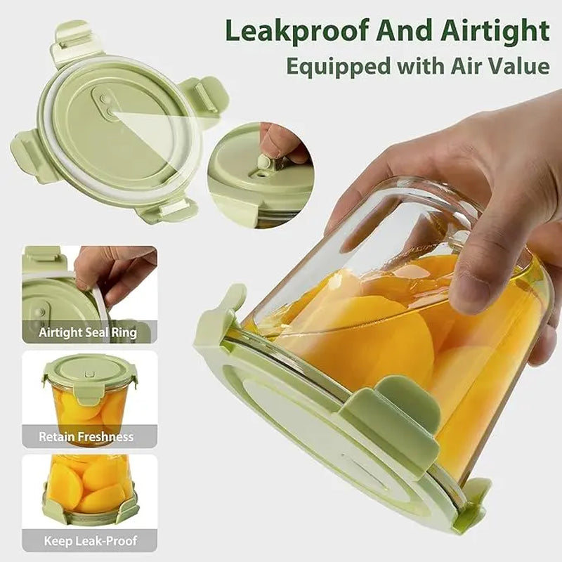 4-Pack 24 Oz Glass Meal Prep Containers, Glass Jars with Airtight Lids, Wide Mouth Mason Salad Jars, Glass Food Storage Containers for Snacks Yogurt Spice Sugar Soup