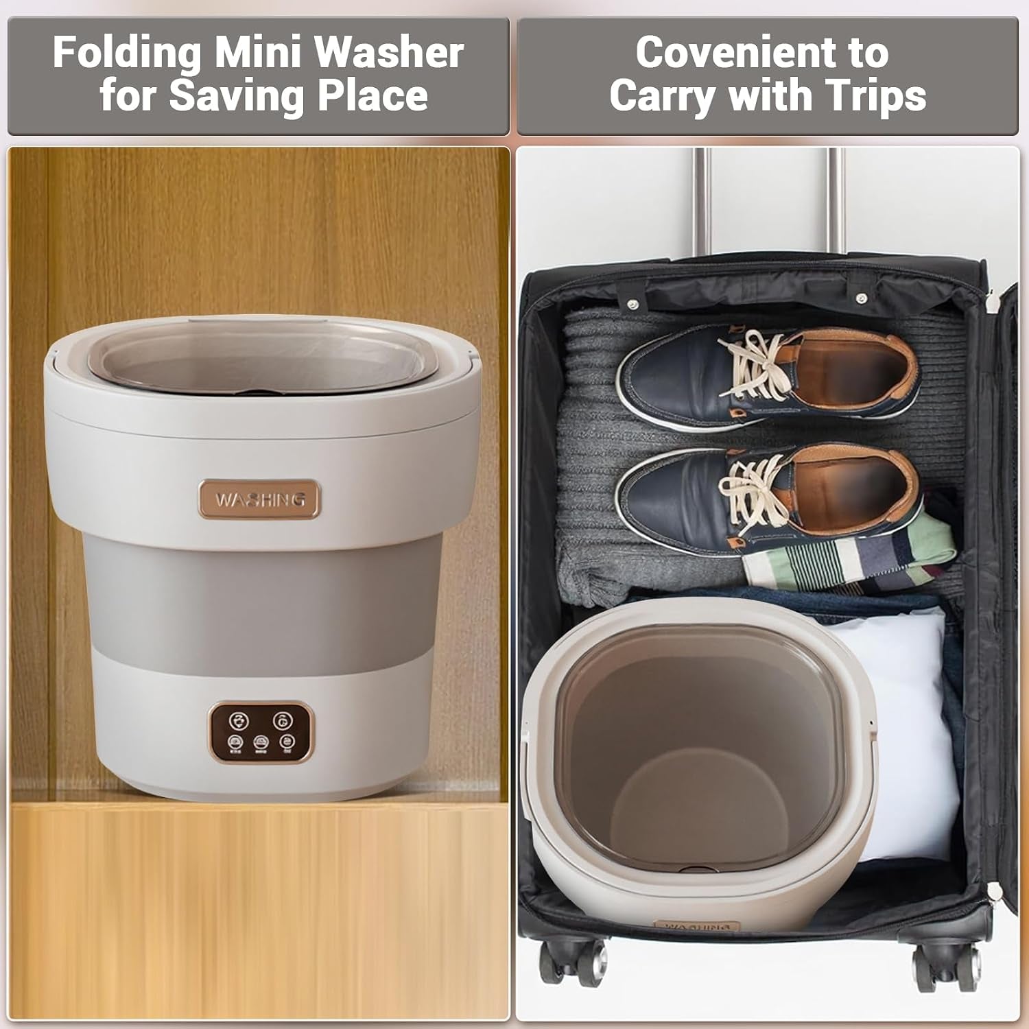 Portable Folding Washing Machine | 12L Large Capacity Mini Washer