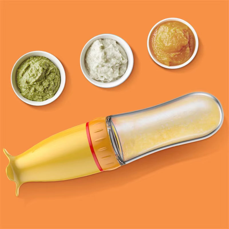 Safe Useful Silicone Baby Bottle with Spoon Food Supplement Rice Cereal Bottles Squeeze Spoon