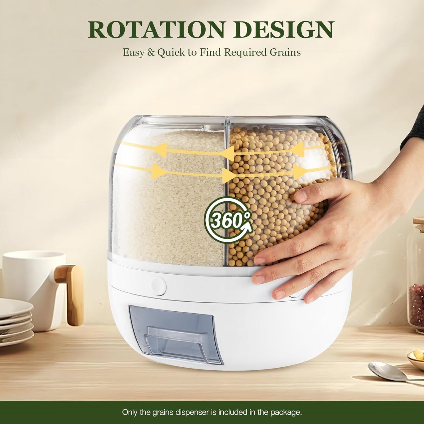 6-Grid Rotating Dry Food Dispenser & Kitchen Countertop Organizer