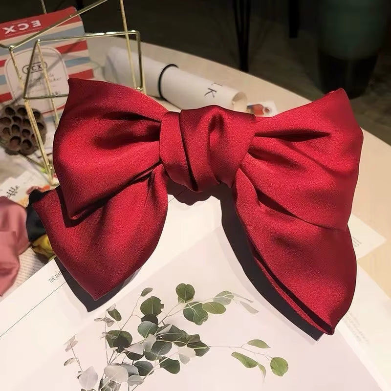 Bow Ribbon Hair Clip for Women Bowknot Barrettes Girls Solid Stain Spring Ponytail Clip