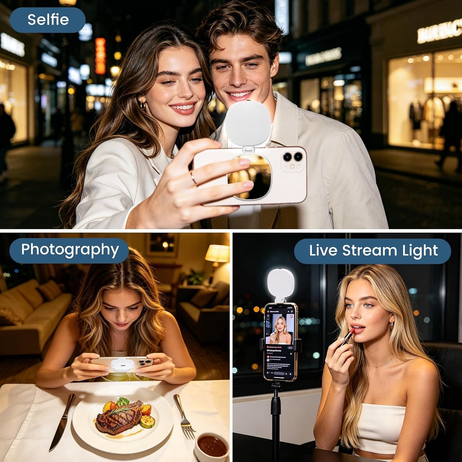 Magnetic Selfie Light  (Selfies/Photography/Tiktok/Zoom Calls/Video Conference, Long-Lasting & Rechargeable)