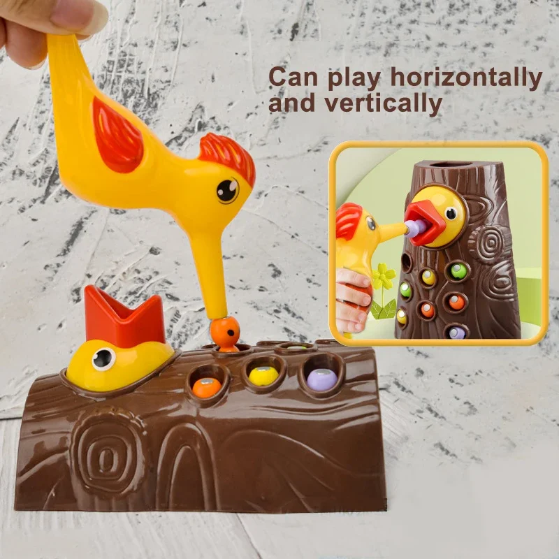 Montessori Woodpecker Catch Worms Toy | Magnetic Learning Game for Toddlers