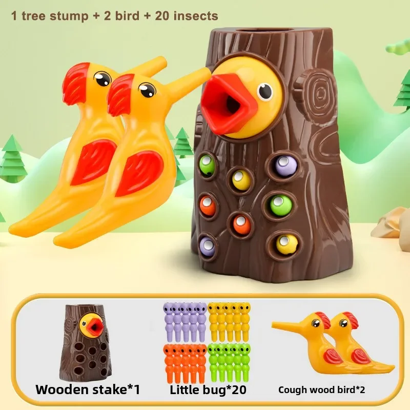 Montessori Woodpecker Catch Worms Toy | Magnetic Learning Game for Toddlers