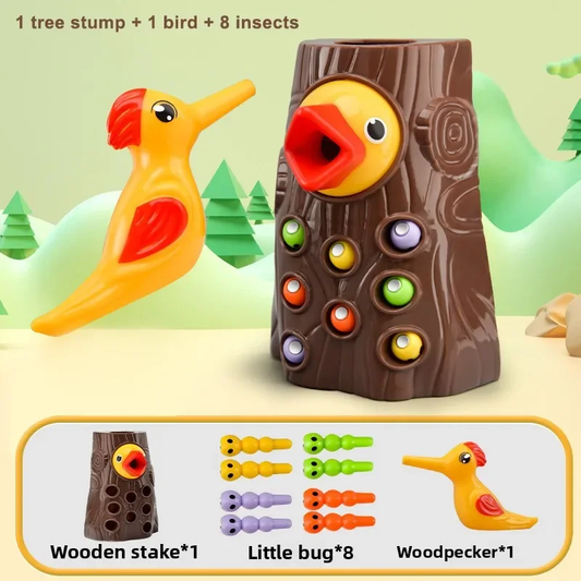 Montessori Woodpecker Catch Worms Toy | Magnetic Learning Game for Toddlers