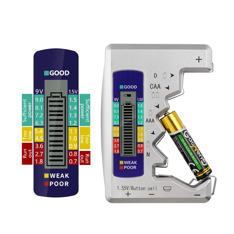 Digital Battery Tester Analyzer Testing Meter LCD Display AA AAA Button Cell Load Analyzer
