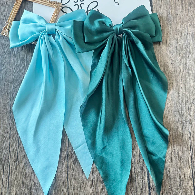 Bow Ribbon Hair Clip for Women Bowknot Barrettes Girls Solid Stain Spring Ponytail Clip