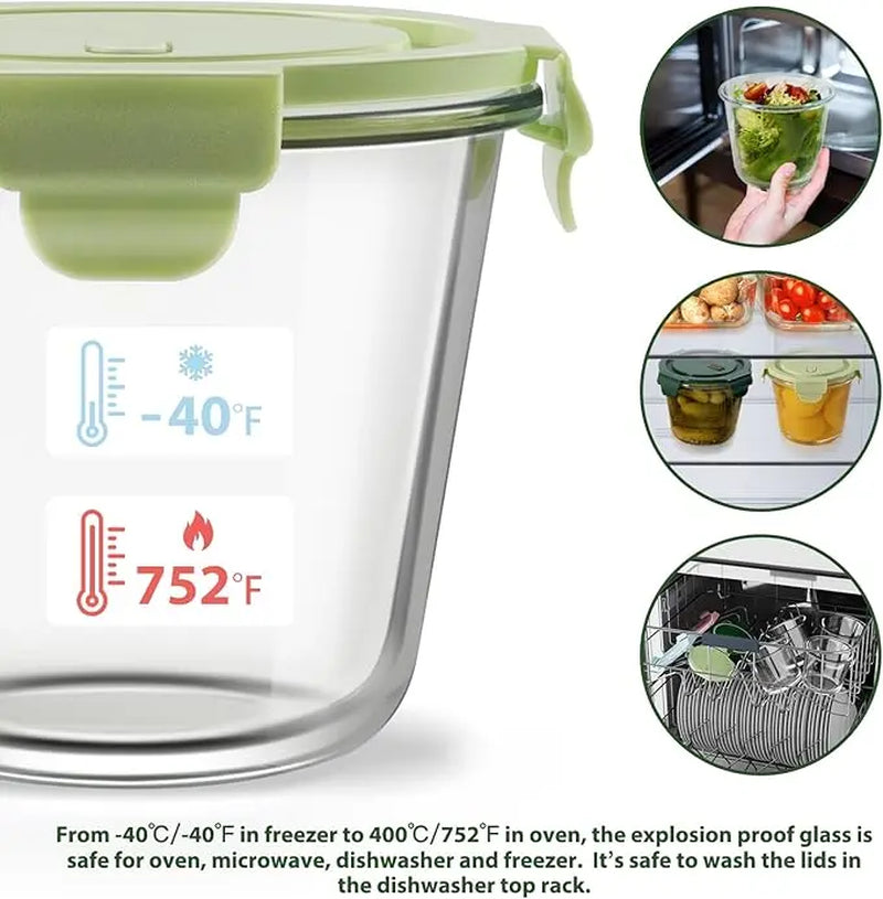 4-Pack 24 Oz Glass Meal Prep Containers, Glass Jars with Airtight Lids, Wide Mouth Mason Salad Jars, Glass Food Storage Containers for Snacks Yogurt Spice Sugar Soup