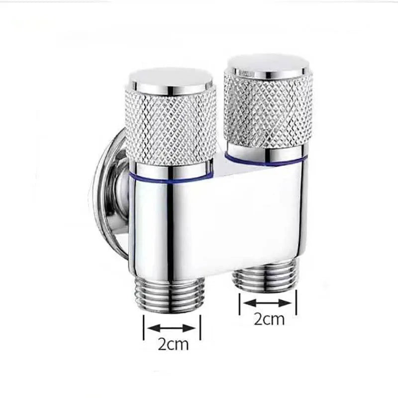 Dual-Outlet Zinc Alloy Angle Valve | Wall-Mount 1-in-2-Out Water Tap