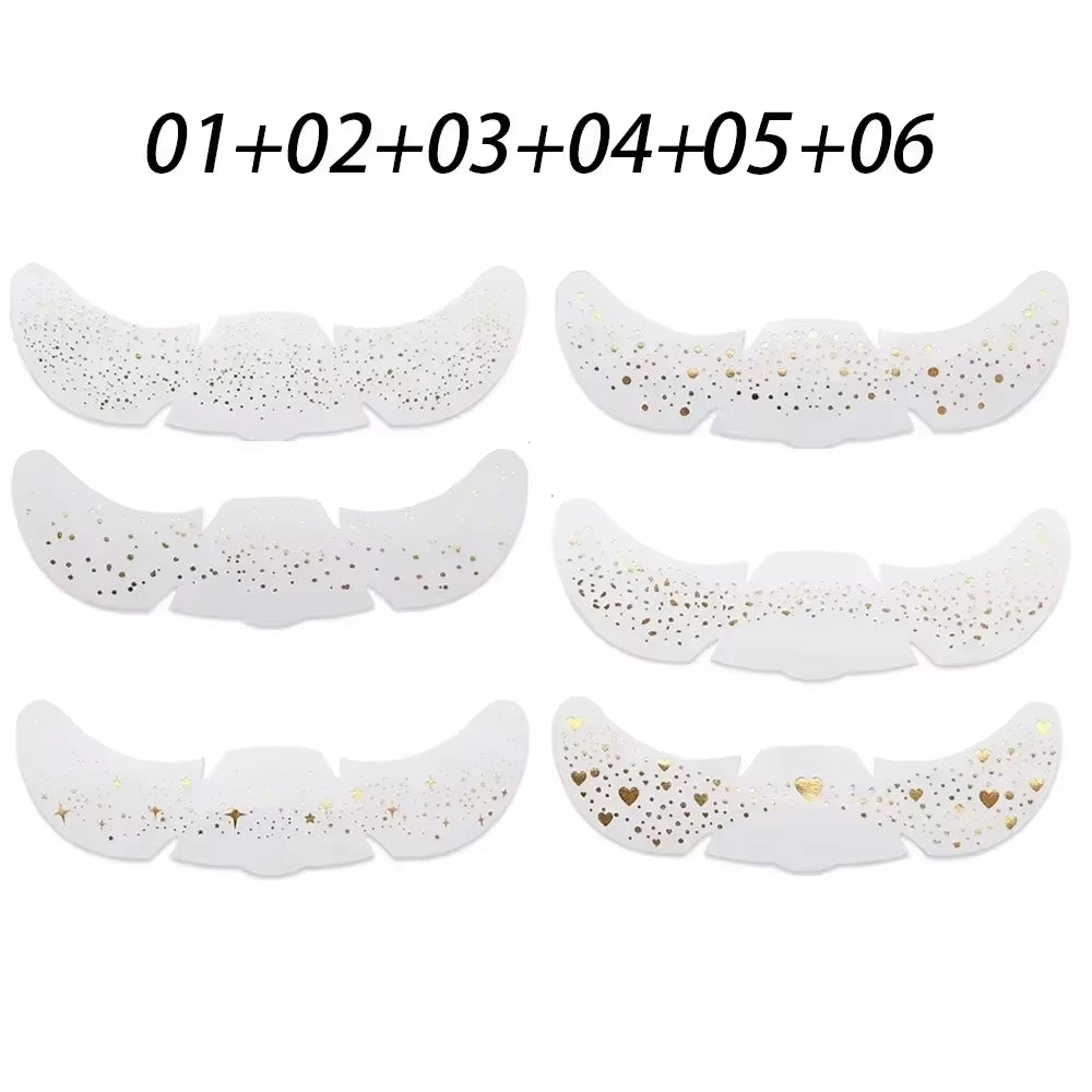 6Pcs Hot Stamping Freckles Makeup Patches Metallic Golden Silver Fake Freckles Temporary Tattoo Stickers