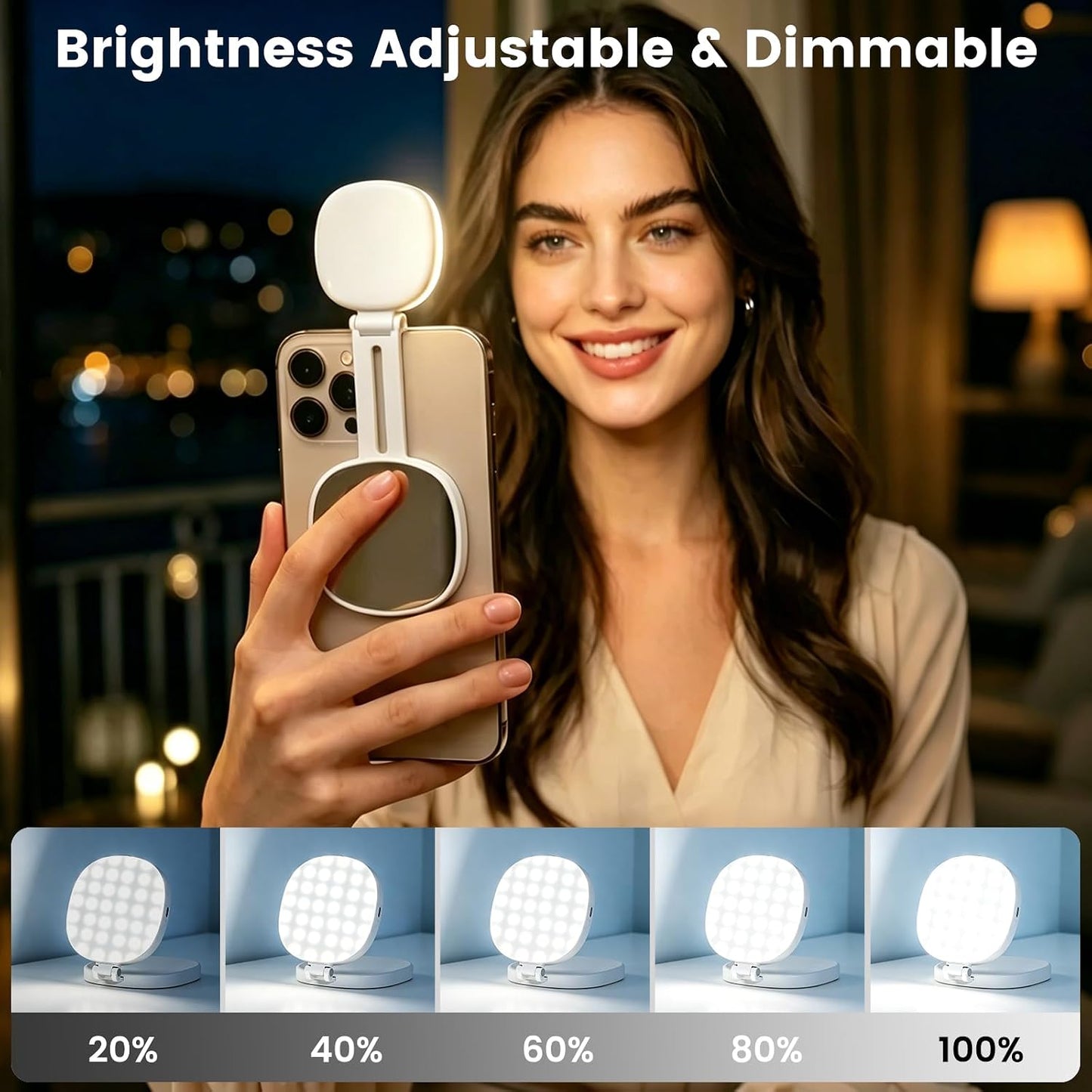 Magnetic Selfie Light  (Selfies/Photography/Tiktok/Zoom Calls/Video Conference, Long-Lasting & Rechargeable)