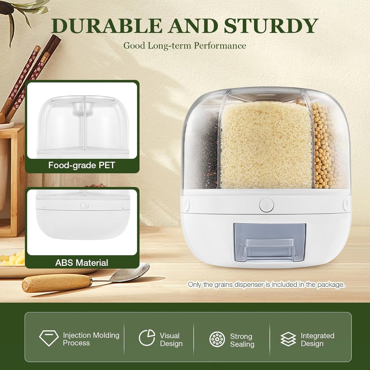 6-Grid Rotating Dry Food Dispenser & Kitchen Countertop Organizer