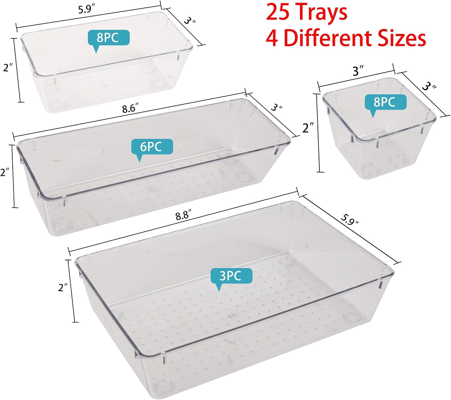 Clear Modular Drawer Organizer Set (25-Piece)