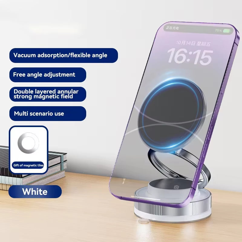 Strong Magnetic Phone Holder Foldable Design 360° Adjustable Vacuum Car Mount for Car Desk Bathroom Magnetic Bracke