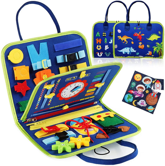 Montessori Toys Busy Board Toddler Sensory Activity Developing Board for Motor Skills Educational Travel