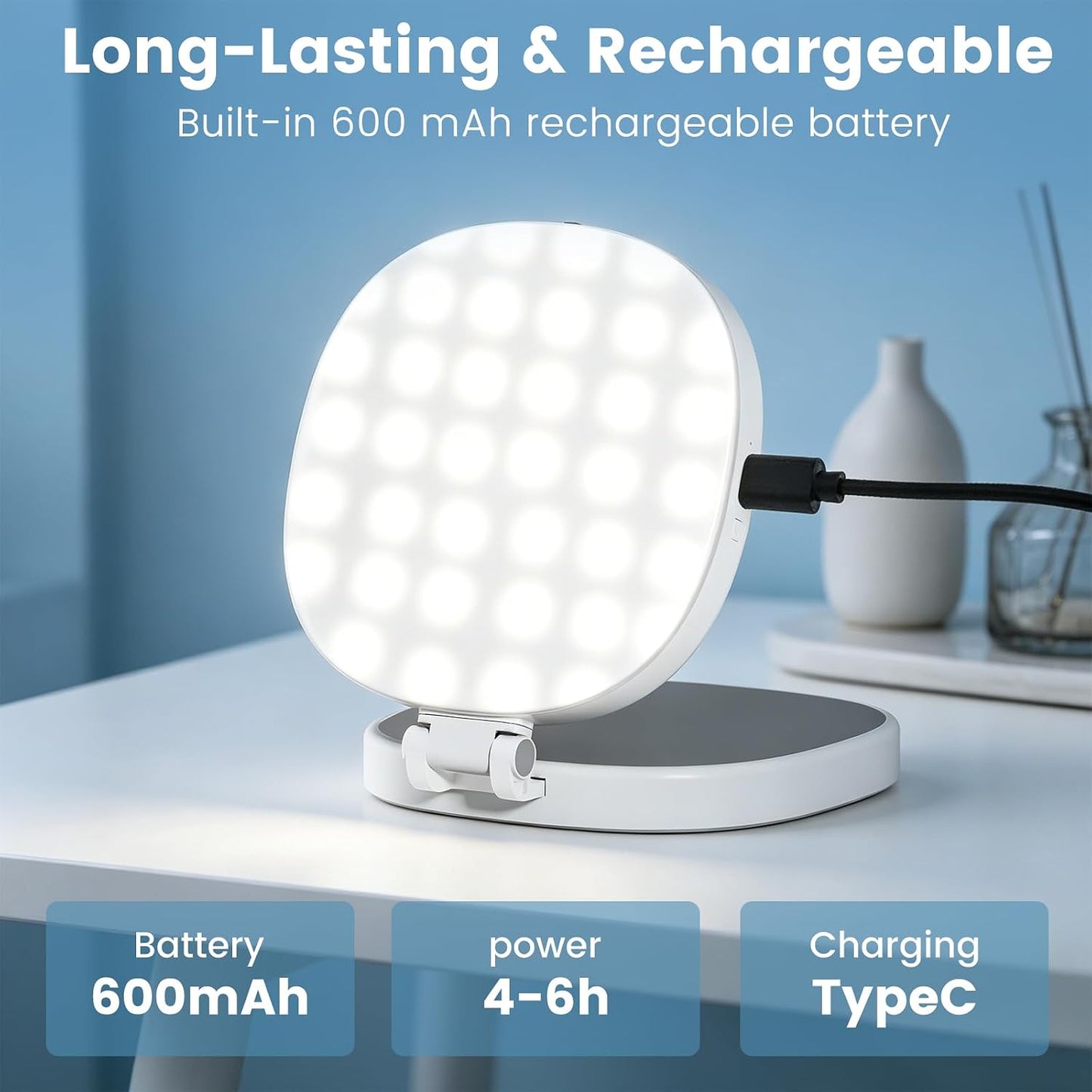 Magnetic Selfie Light  (Selfies/Photography/Tiktok/Zoom Calls/Video Conference, Long-Lasting & Rechargeable)