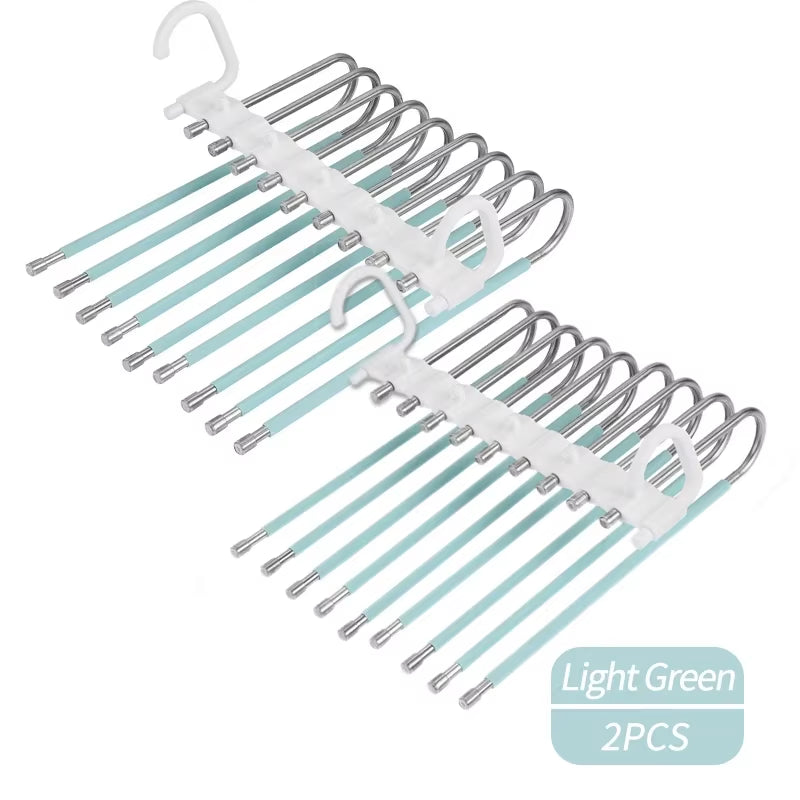 Multifunctional 9-Layer Jeans and Pants Hanger for Closet Organization
