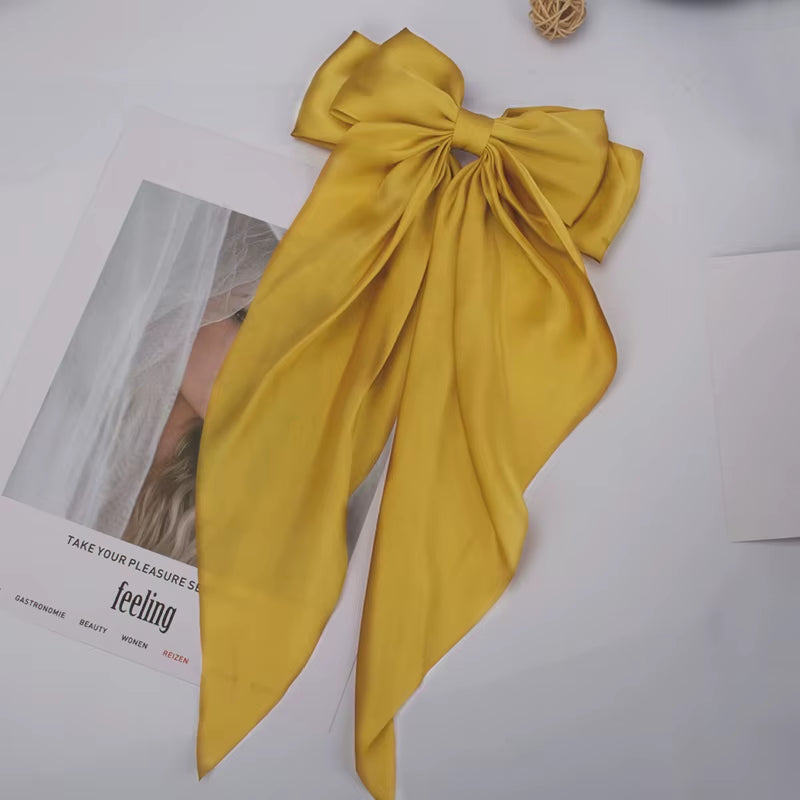 Bow Ribbon Hair Clip for Women Bowknot Barrettes Girls Solid Stain Spring Ponytail Clip