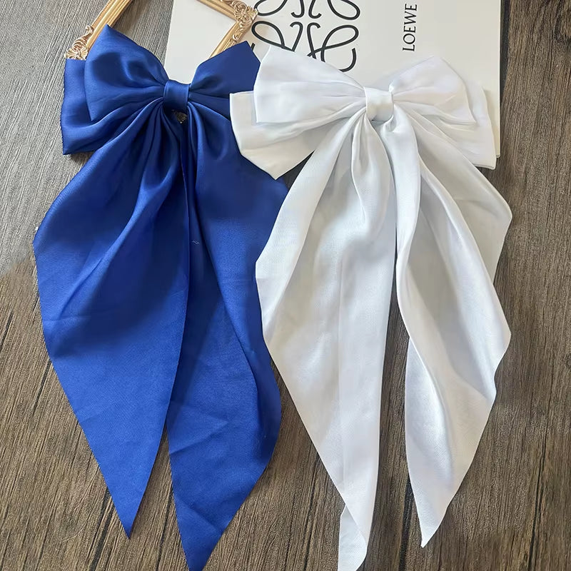 Bow Ribbon Hair Clip for Women Bowknot Barrettes Girls Solid Stain Spring Ponytail Clip
