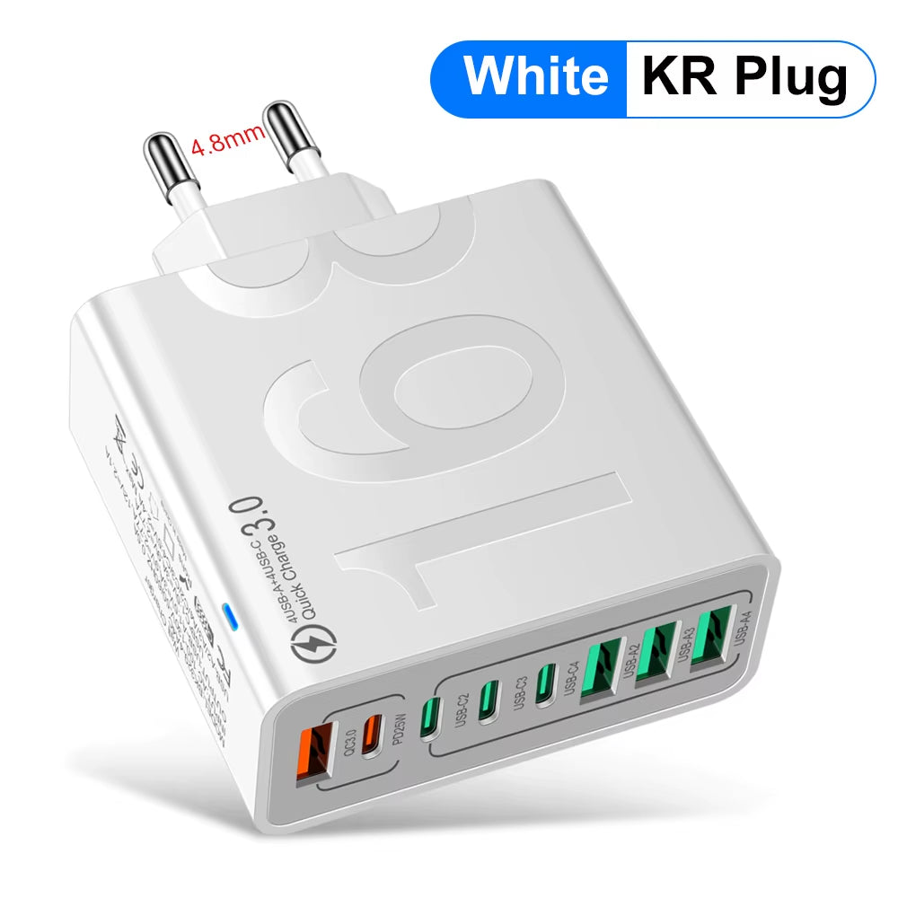 150W Multi Ports USB Charger Fast Charging Wall Adapter for Xiaomi Iphone Samsung Huawei PD Type C Travel