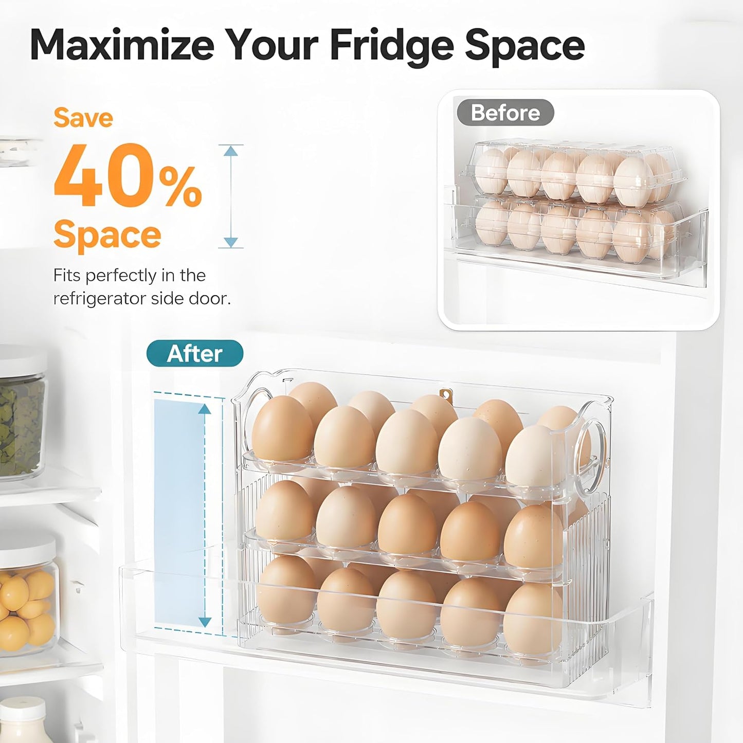 30-Egg Stackable Refrigerator Storage Container
