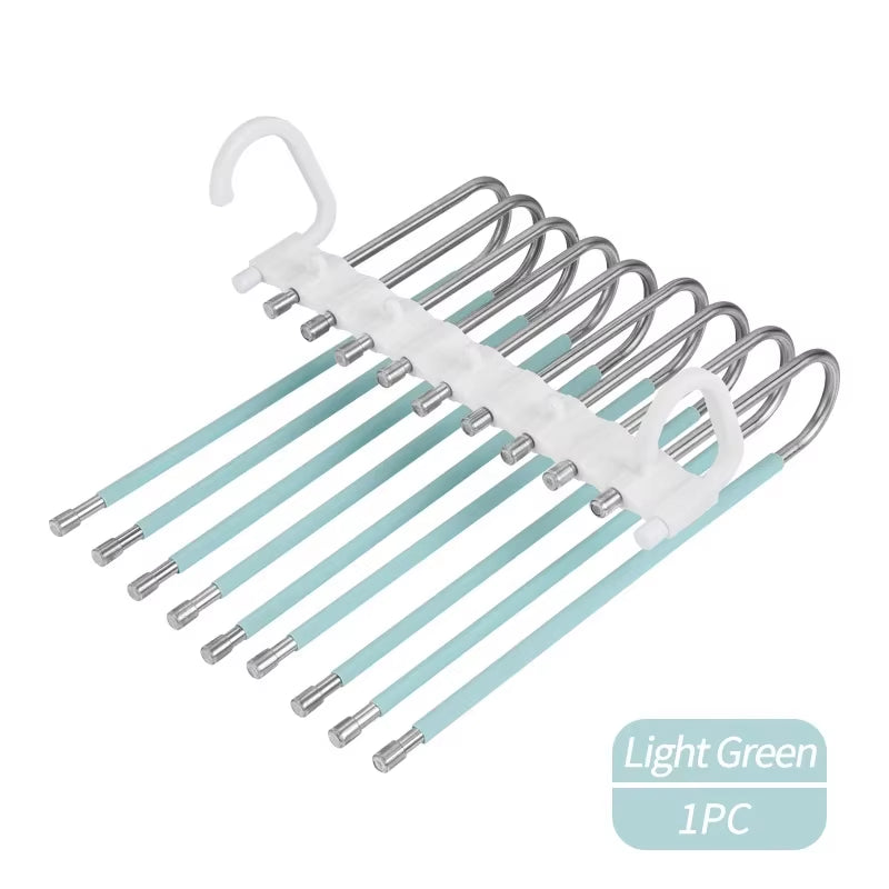 Multifunctional 9-Layer Jeans and Pants Hanger for Closet Organization