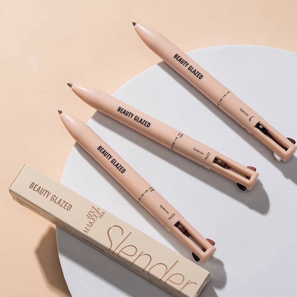 Beauty Glazed 4-In-1 Makeup Pen Waterproof Cosmetic Pencil for Eyeliner Brow Lip Highlighter