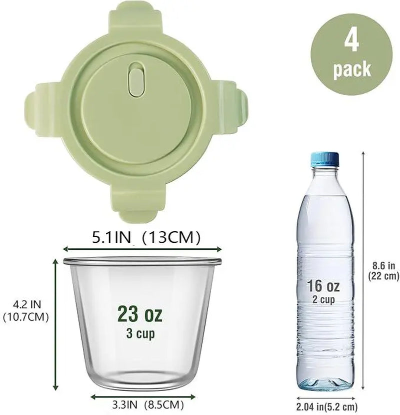4-Pack 24 Oz Glass Meal Prep Containers, Glass Jars with Airtight Lids, Wide Mouth Mason Salad Jars, Glass Food Storage Containers for Snacks Yogurt Spice Sugar Soup