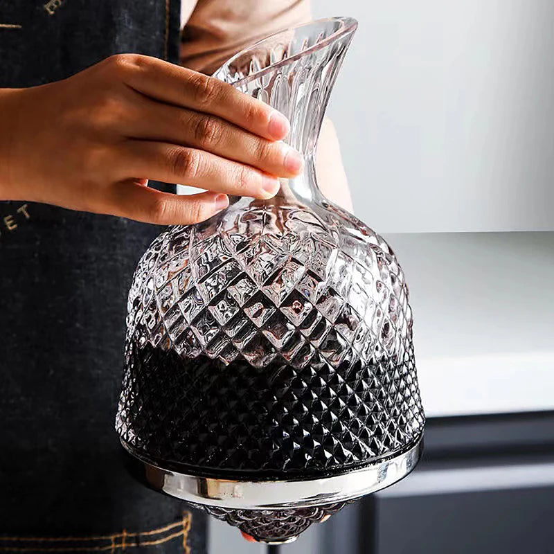 360° Rotating Crystal Wine Decanter (1500ml) Perfect Gift