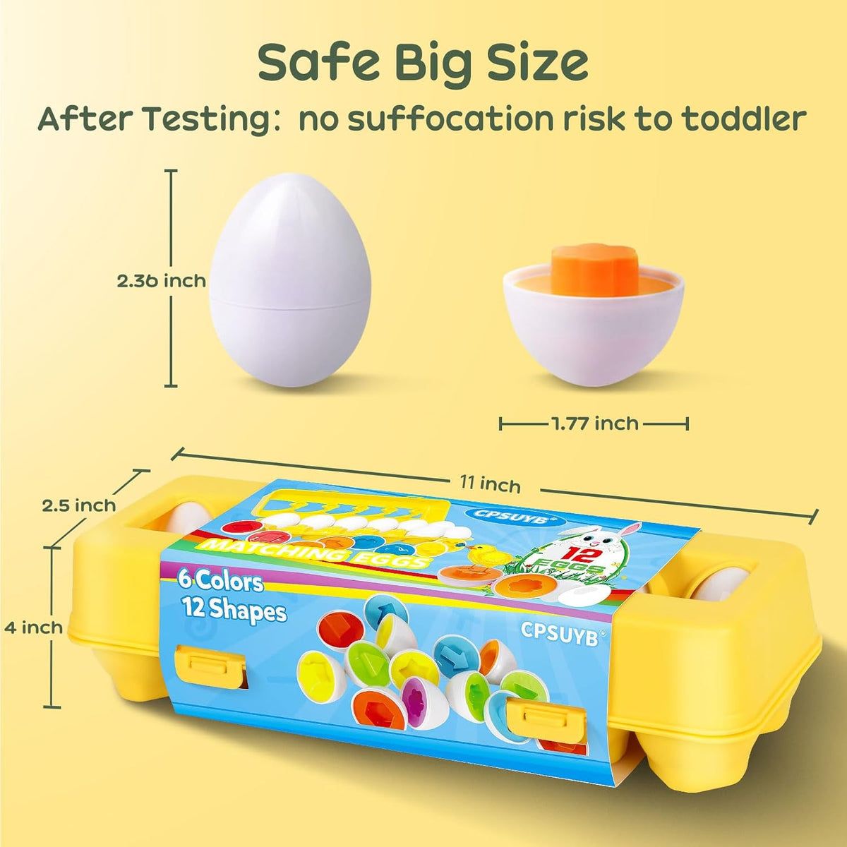 Matching Egg Toy 12 Pcs Develops Toddlers' Color & Shape Recognition Skills