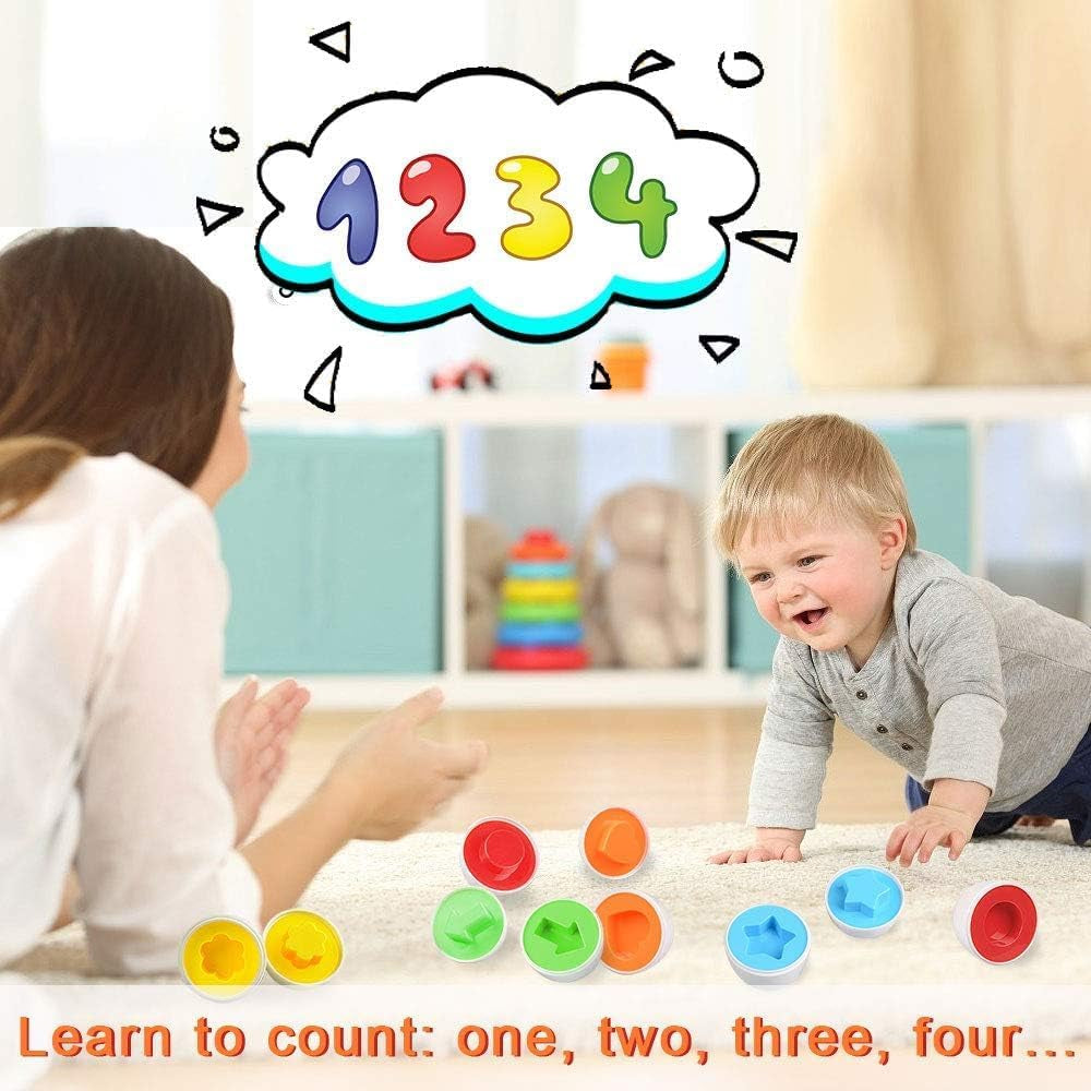 Matching Egg Toy 12 Pcs Develops Toddlers' Color & Shape Recognition Skills