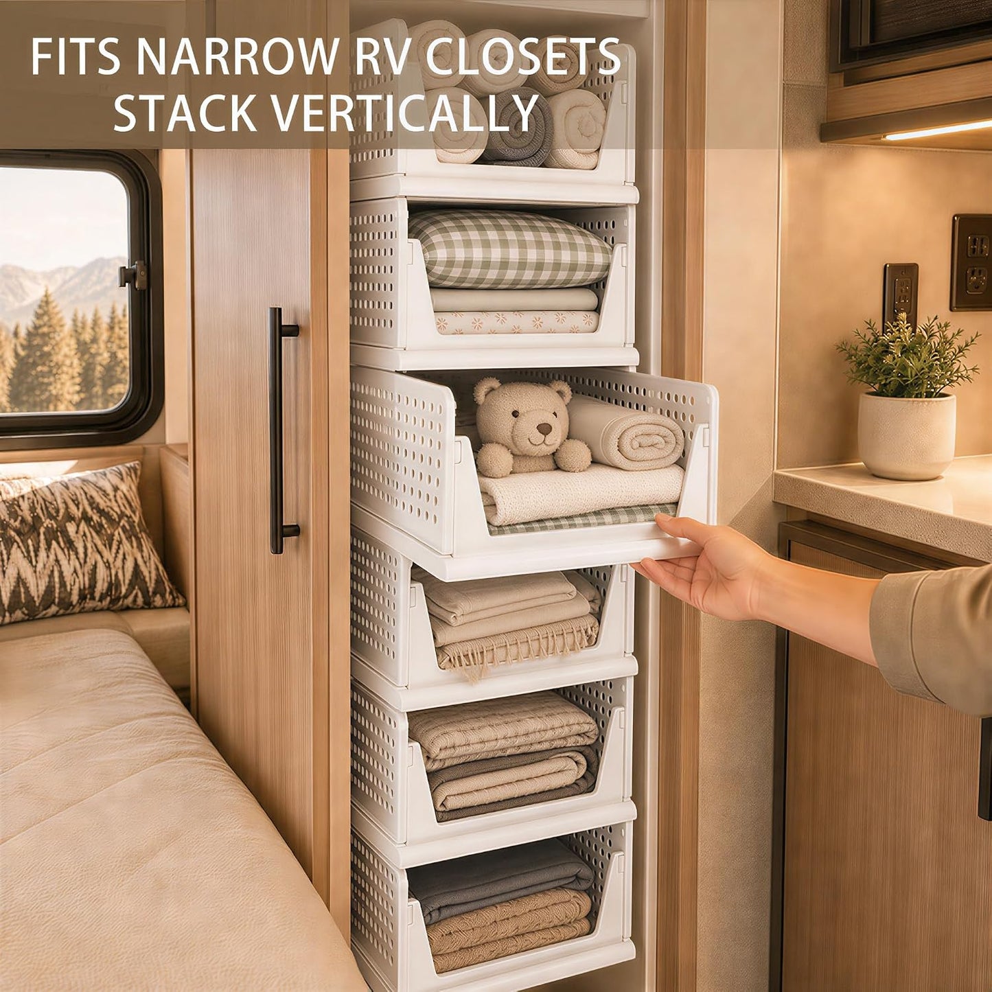 6 Pack Closet Organizer Storage Bins Stackable Plastic Drawer Shelf