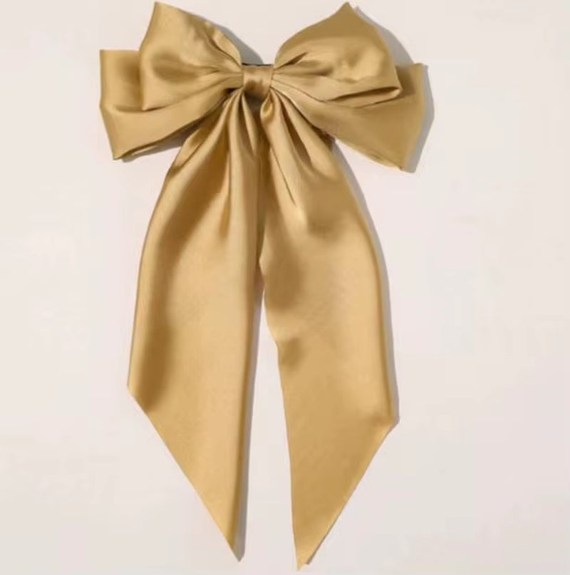 Bow Ribbon Hair Clip for Women Bowknot Barrettes Girls Solid Stain Spring Ponytail Clip