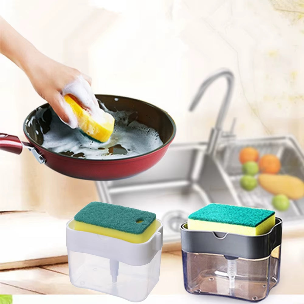 Press-Type Kitchen Soap Dispensing Dishwashing Brush