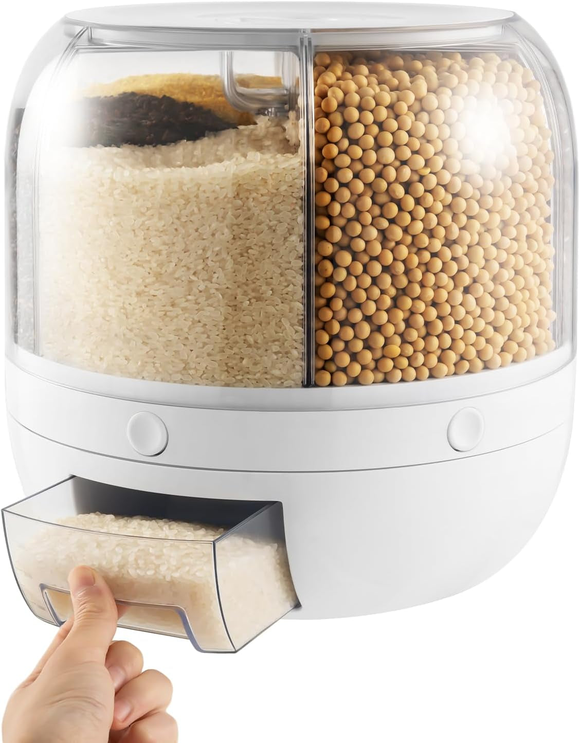 6-Grid Rotating Dry Food Dispenser & Kitchen Countertop Organizer