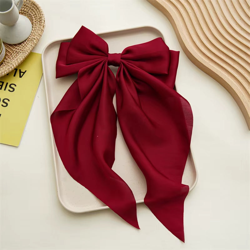 Bow Ribbon Hair Clip for Women Bowknot Barrettes Girls Solid Stain Spring Ponytail Clip