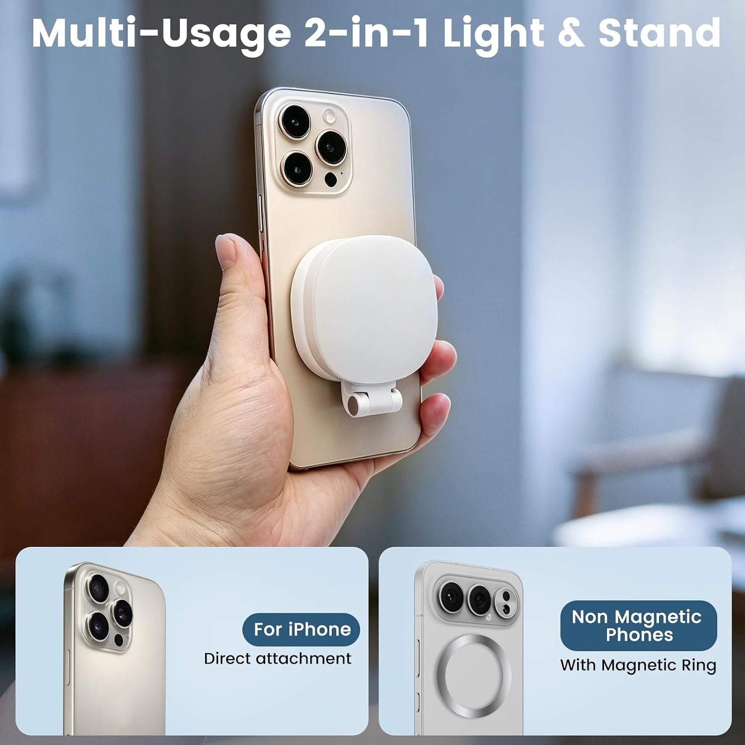 Magnetic Selfie Light  (Selfies/Photography/Tiktok/Zoom Calls/Video Conference, Long-Lasting & Rechargeable)